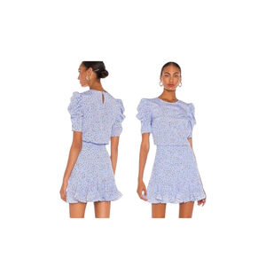 Veronica Beard Dress Womens Sze 14 "Lila" Floral Silk Mini Puff Sleeves Designer